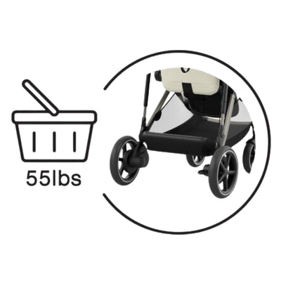 Carrinho De Bebê Cybex E-Gazelle S Almond Beige (Taupe Frame) - Cesta de Armazenamento Superespaçosa